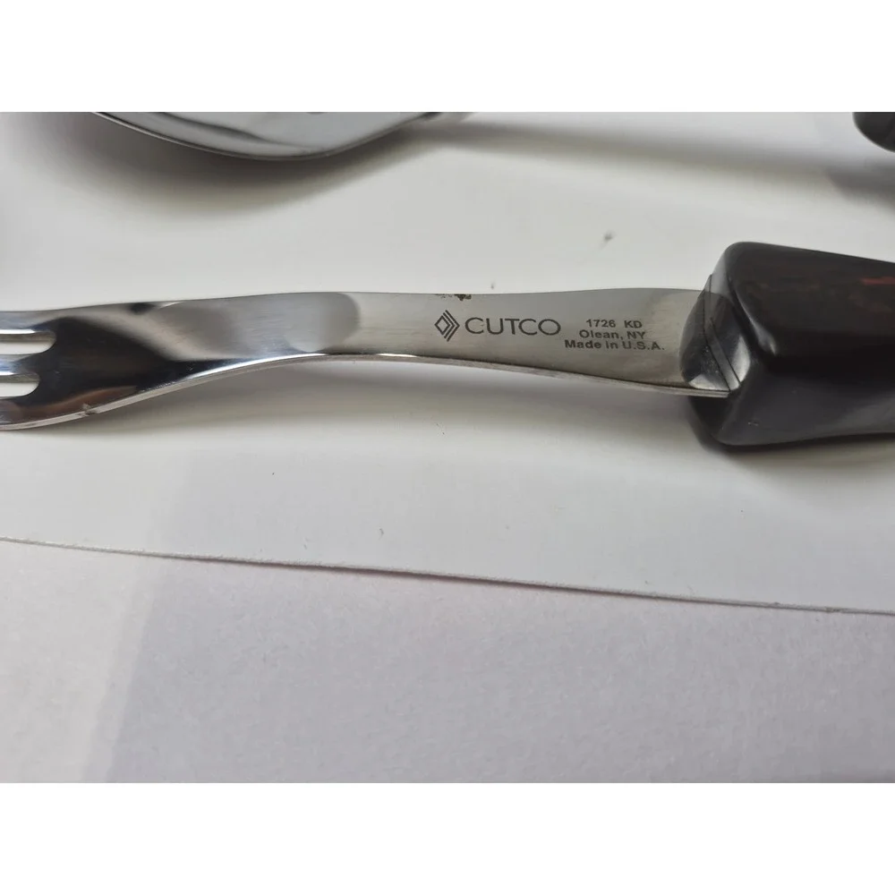 Cutco 1726 KD Serving Spoon and Fork Set Vintage Brown Classic Handle USA Made